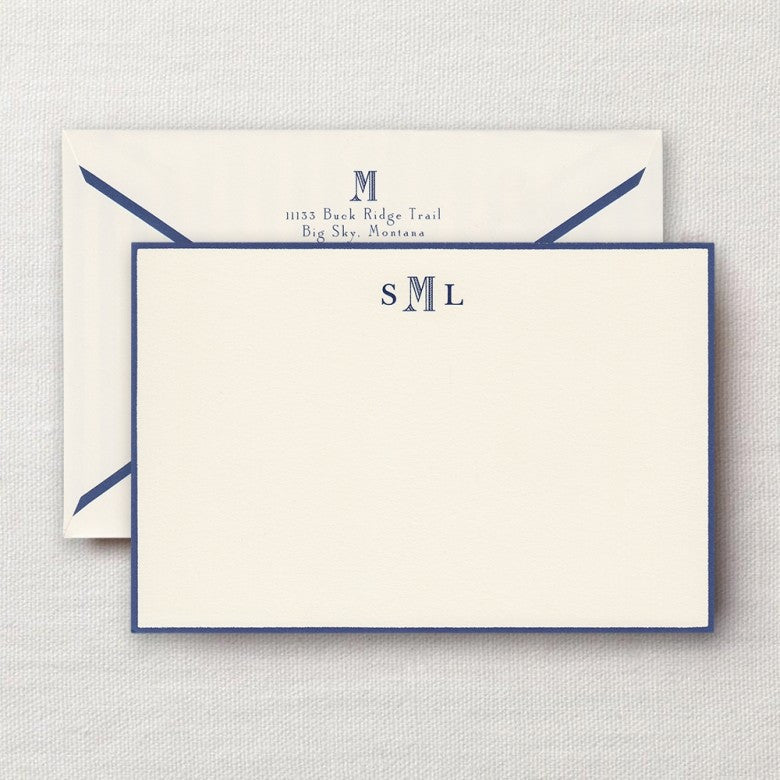 Bespoke personalised correspondence cards Monogramed