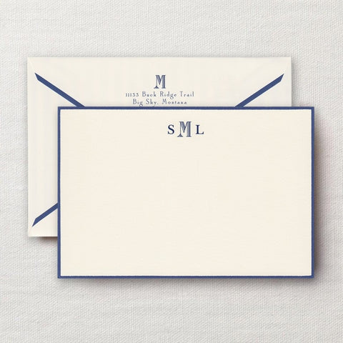 Bespoke personalised correspondence cards Monogramed