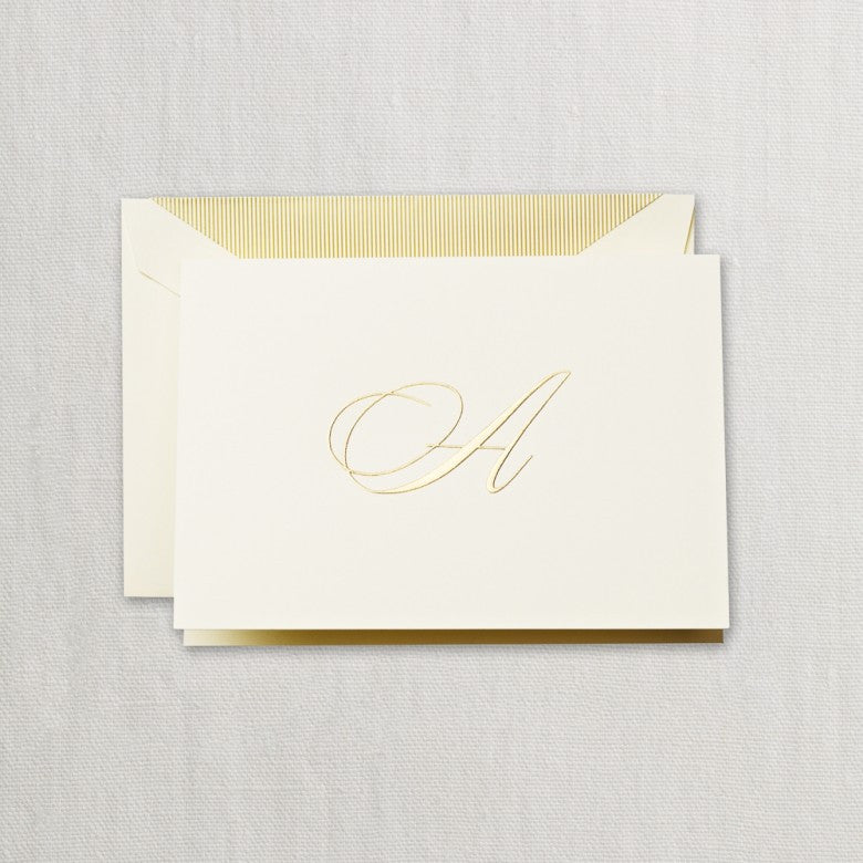 Bespoke personalised correspondence cards gold