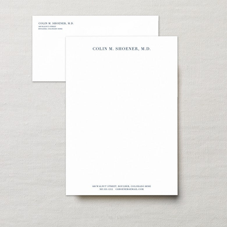 Bespoke personalised correspondence cards in white